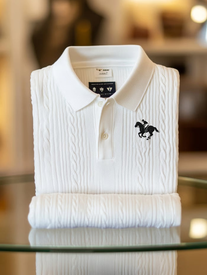 TeeCrate Men’s Business Logo Print Long Sleeve Polo Shirt