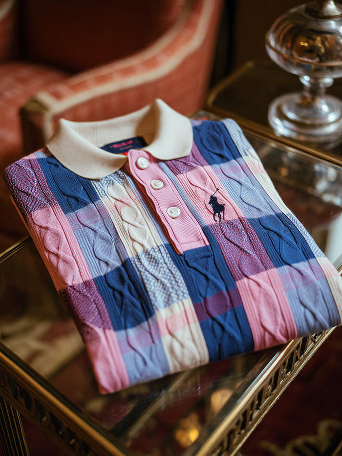 TeeCrate Men’s Classic Business Casual Short Sleeve Cable Texture Polo Shirt