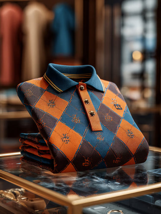 Men's Halloween Check Casual Short Sleeve Polo Shirt