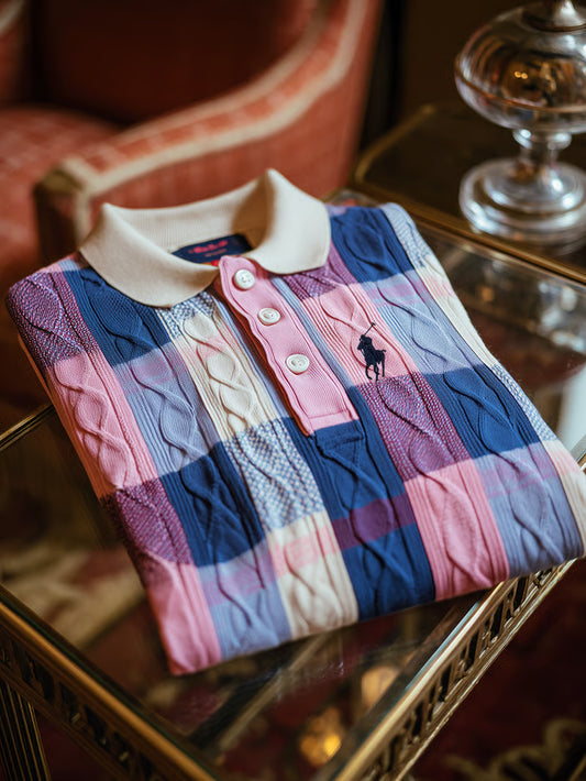 TeeCrate Men’s Classic Business Casual Short Sleeve Cable Texture Polo Shirt