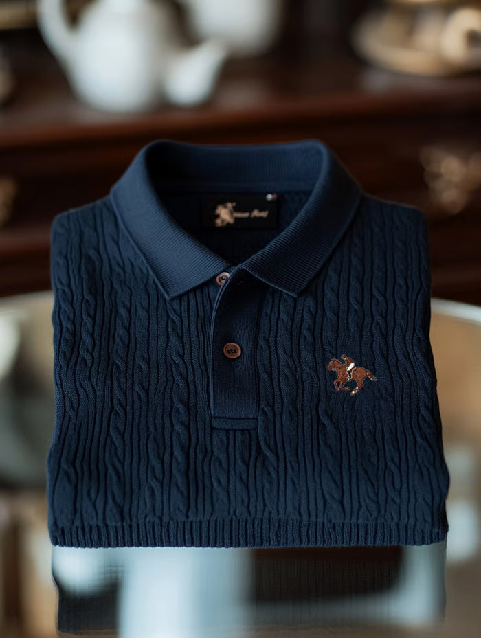 TeeCrate Men’s Business Logo Print Long Sleeve Polo T-Shirt