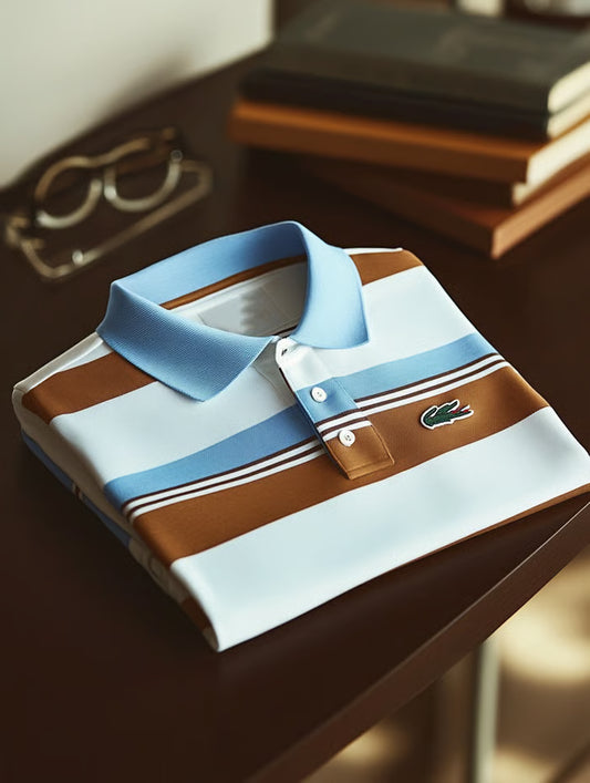 Men's Business Casual Fish Embroidered Button Short Sleeve Polo Shirt